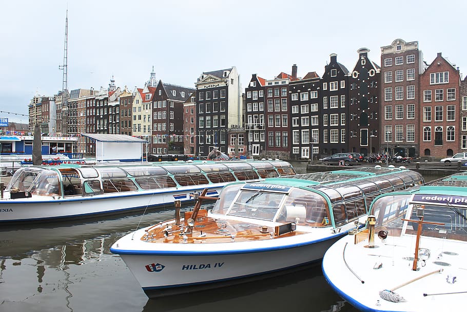 netherlands, amsterdam, ámsterdam, houses, boat, travelling HD wallpaper