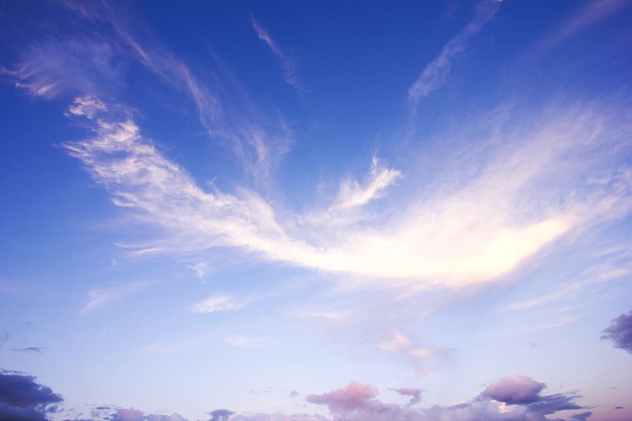 clouds, sky, sunset, cloud - sky, blue, beauty in nature, low angle view, HD wallpaper