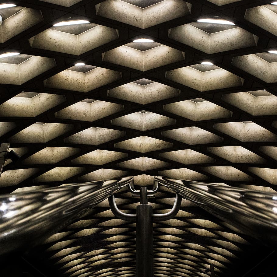 gray concrete ceiling, pattern, full frame, backgrounds, indoors HD wallpaper