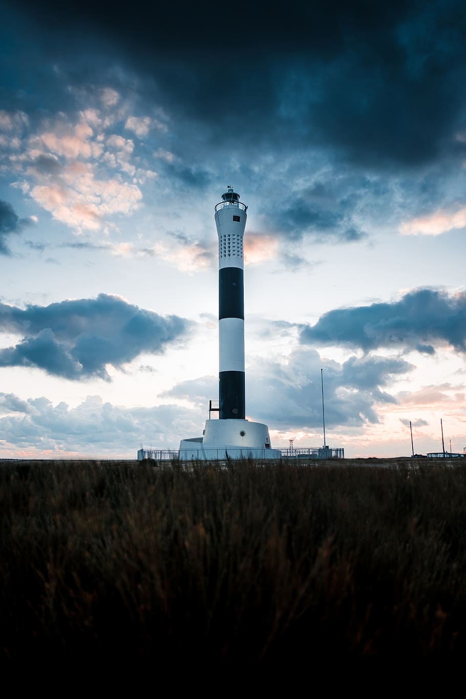 White and Black Tower Uncer Gray and White Clouds, architecture HD wallpaper