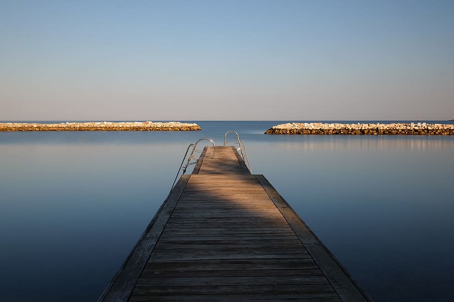 pier, water, sky, tranquil scene, tranquility, the way forward HD wallpaper