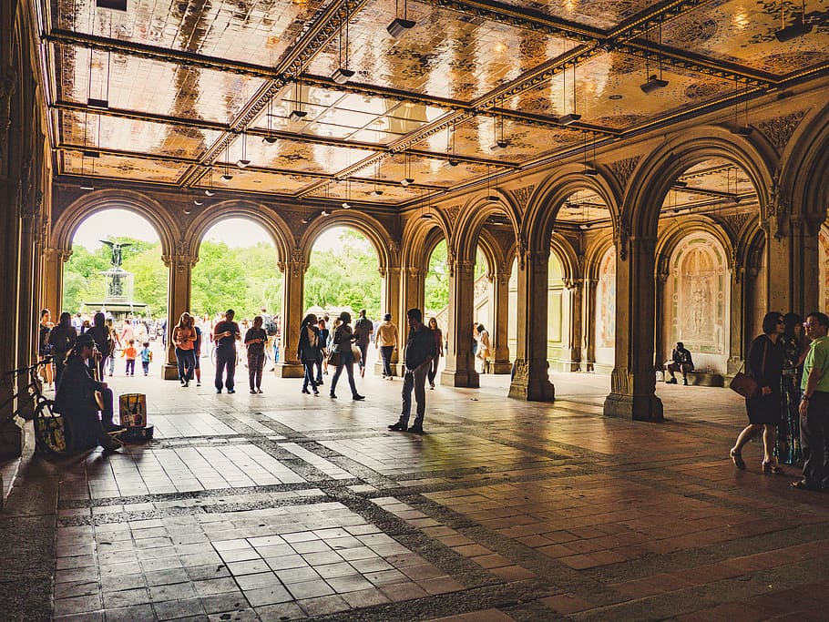 new york, bethesda fountain, united states, central park, bethesda terrace