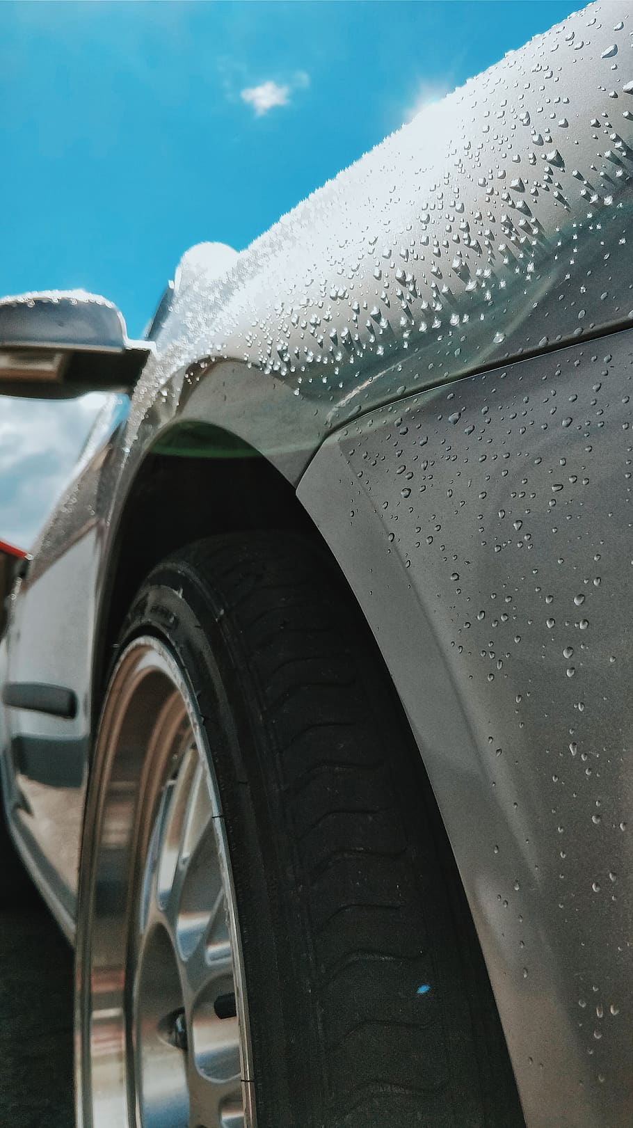 Raindrops on a white car., transportation, mode of transportation HD wallpaper