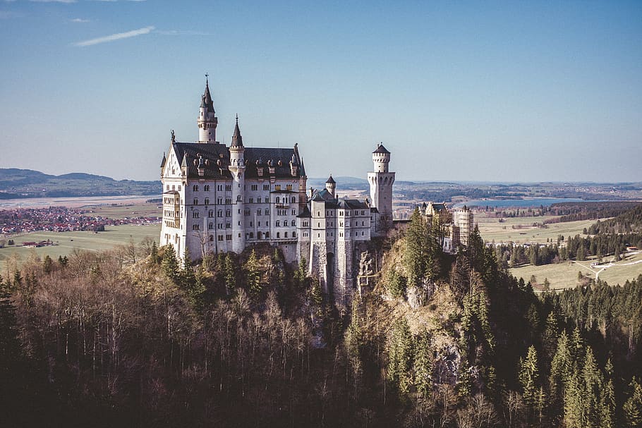 Neuschwanstein Castle under blue sky, architecture, built structure HD wallpaper