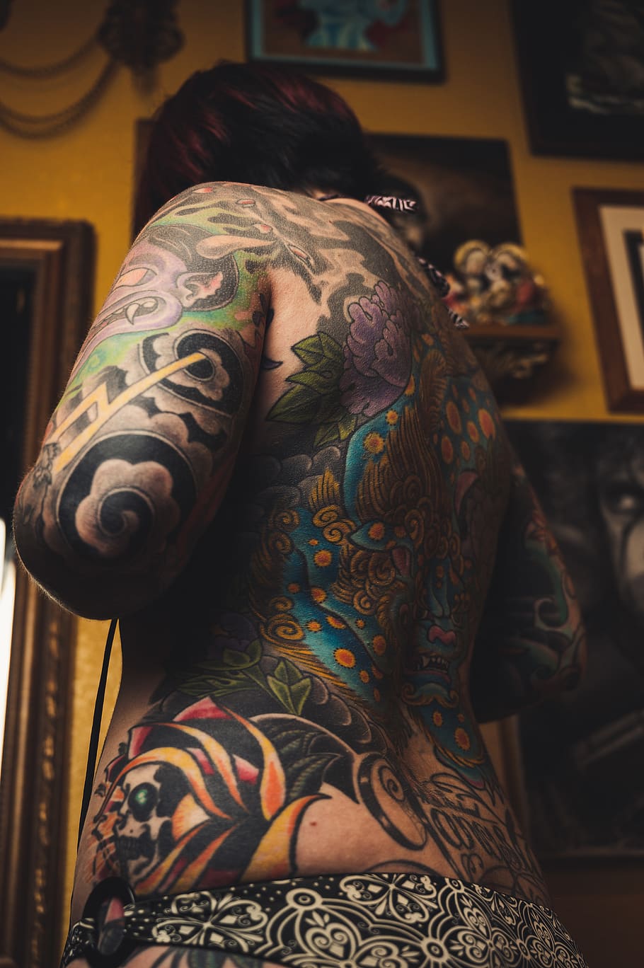 Full Body Tattoo, art, design, man, tattoos, real people, indoors HD wallpaper