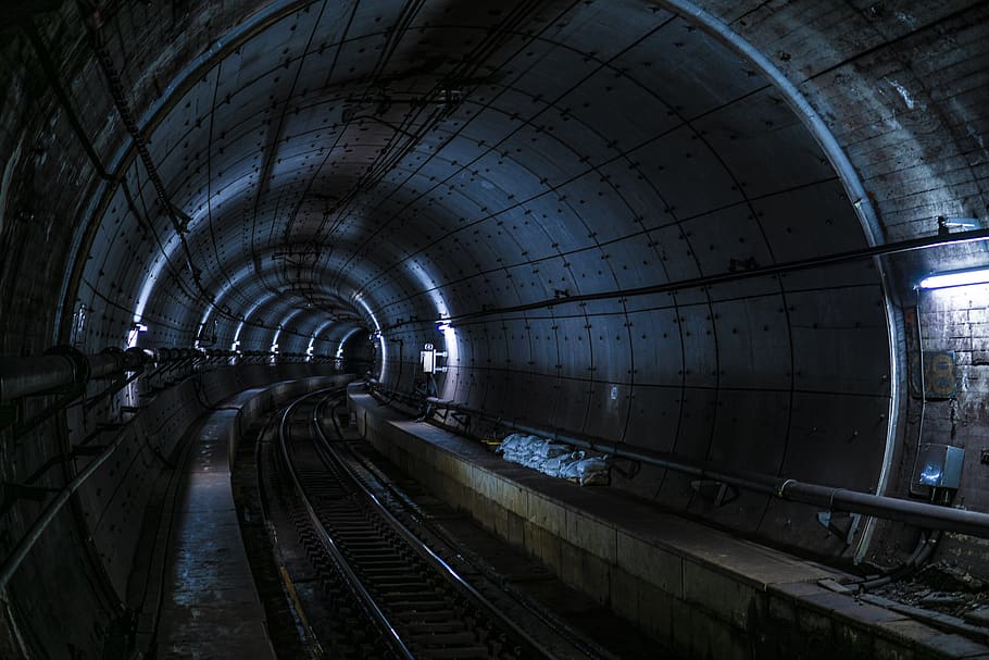 HD wallpaper: tunnel, station, simbashi, railway, rail