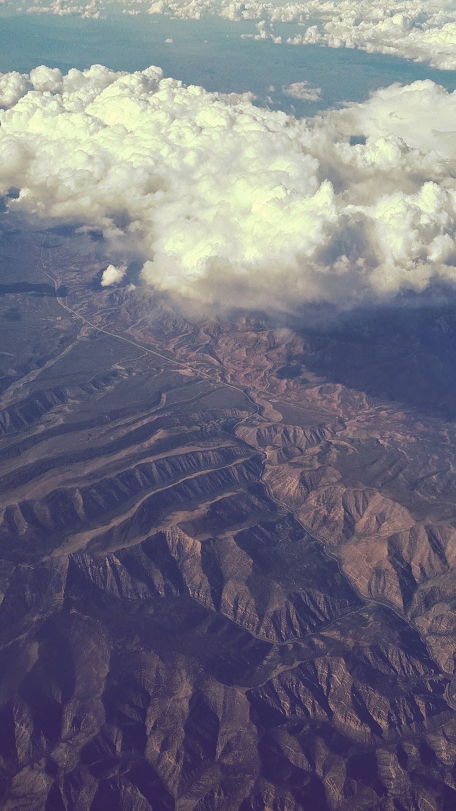 aerial, clouds, mountains, beauty in nature, scenics - nature HD wallpaper