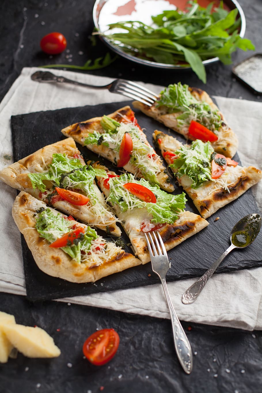 six sliced pizza, food, food and drink, vegetable, eating utensil HD wallpaper