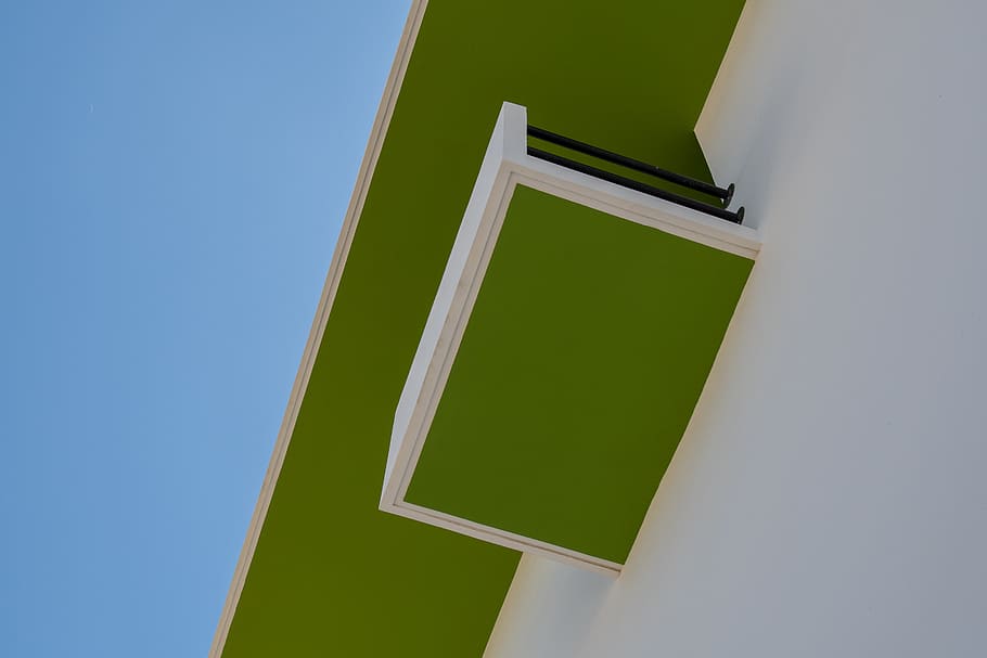 green and white box, no people, low angle view, architecture HD wallpaper