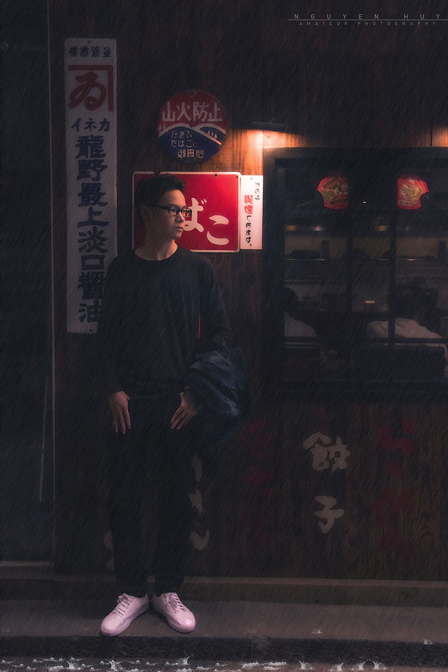rain, japan, man, restaurant, night, sad, real people, one person HD wallpaper
