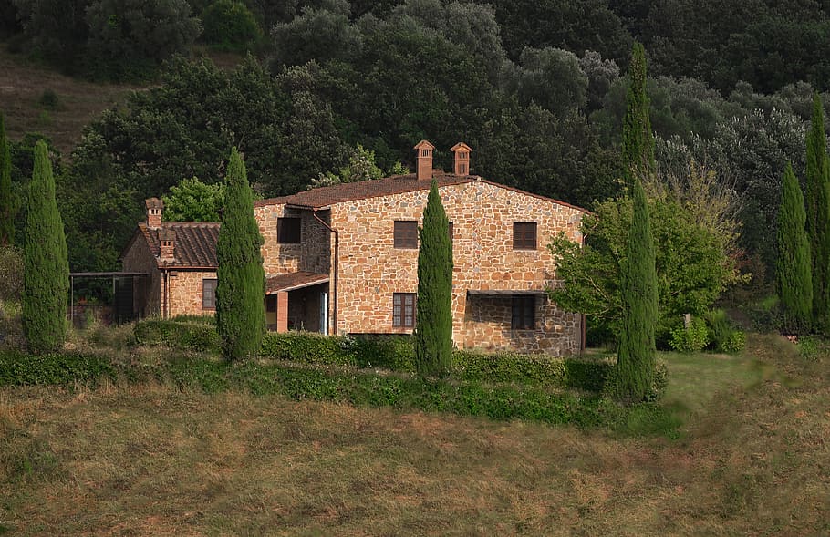 italy, toscana, green, house, landscape, nature, hill, field HD wallpaper