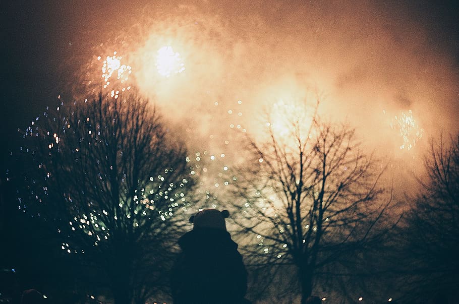 Child watching the fireworks, anniversary, background, bright HD wallpaper
