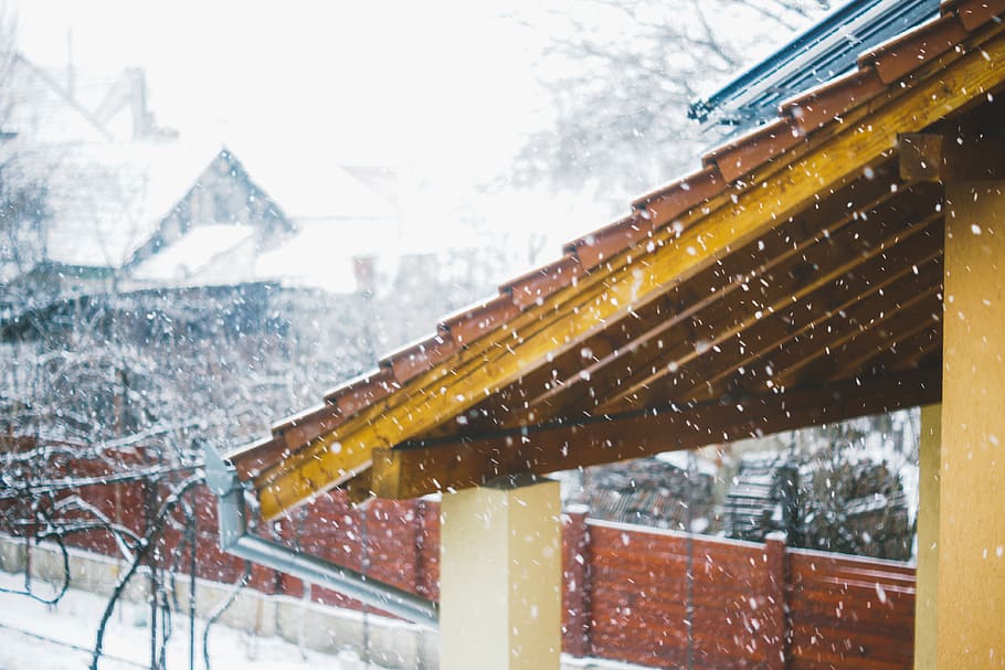 snow, winter, house, architecture, cold temperature, snowing HD wallpaper