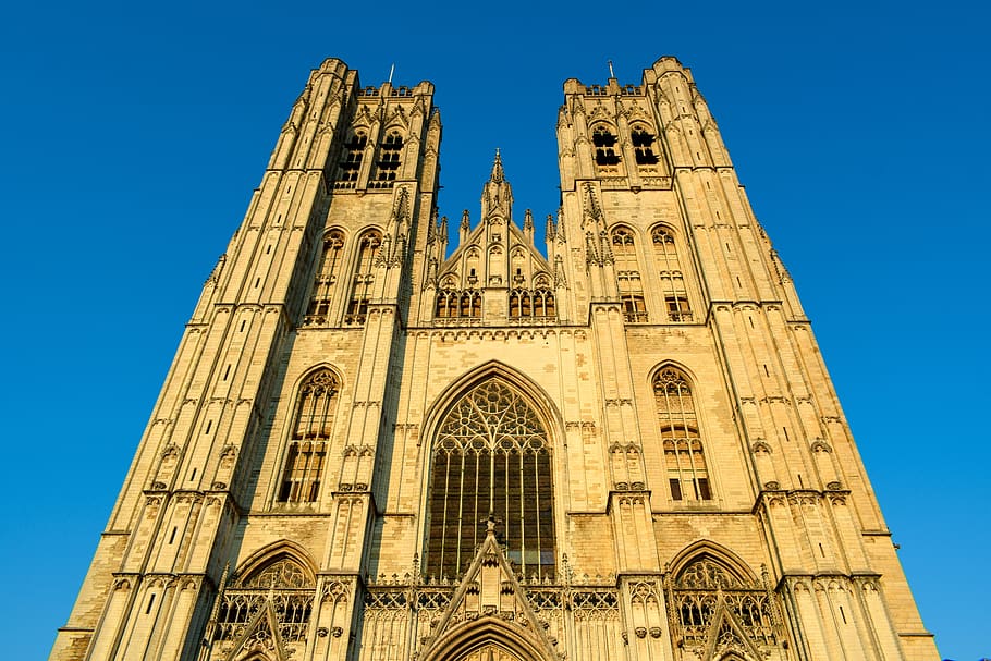belgium, brussels, cathedral of st, michael and st, gudula, HD wallpaper