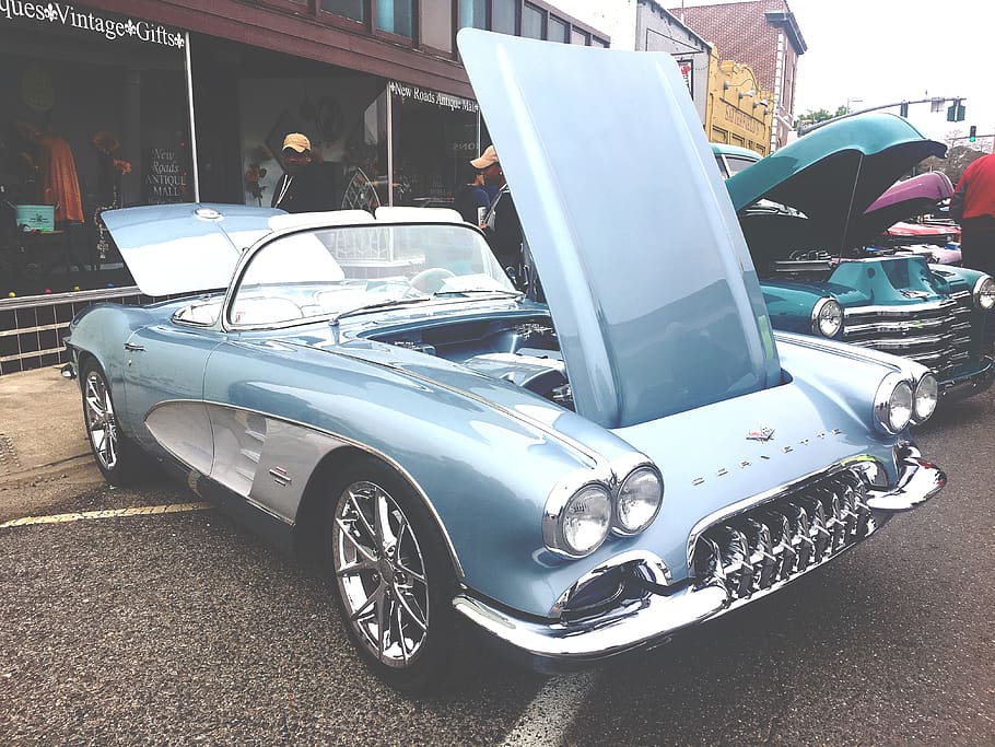 blue classic coupe, transportation, automobile, car, vehicle HD wallpaper