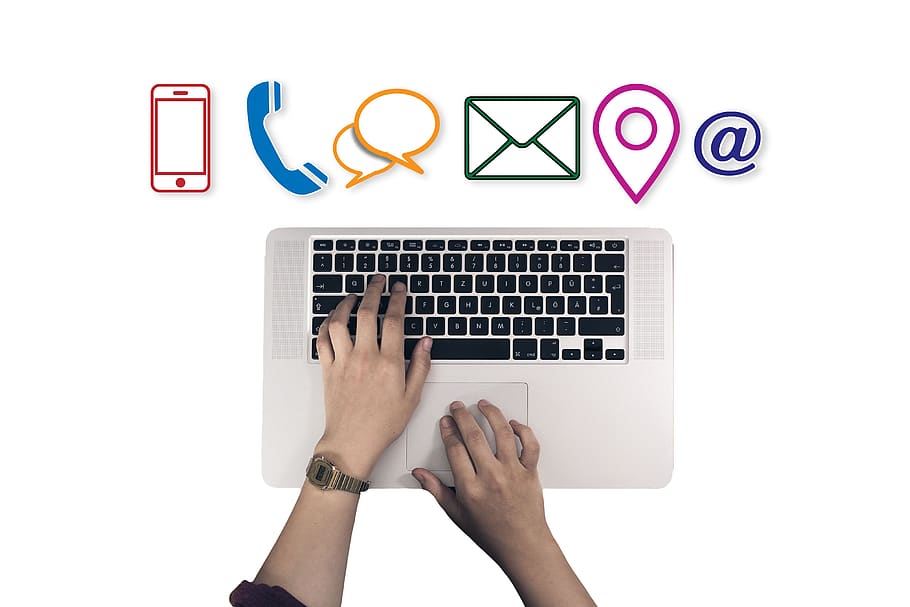 laptop, keyboard, hands, smartphone, balloon, letters, envelope HD wallpaper