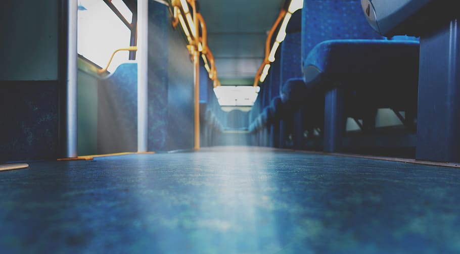 indoors, blue, empty, architecture, transportation, absence HD wallpaper