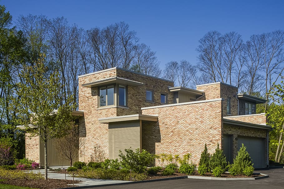 contemporary, residence, brick, architecture, sustainable, front, HD wallpaper
