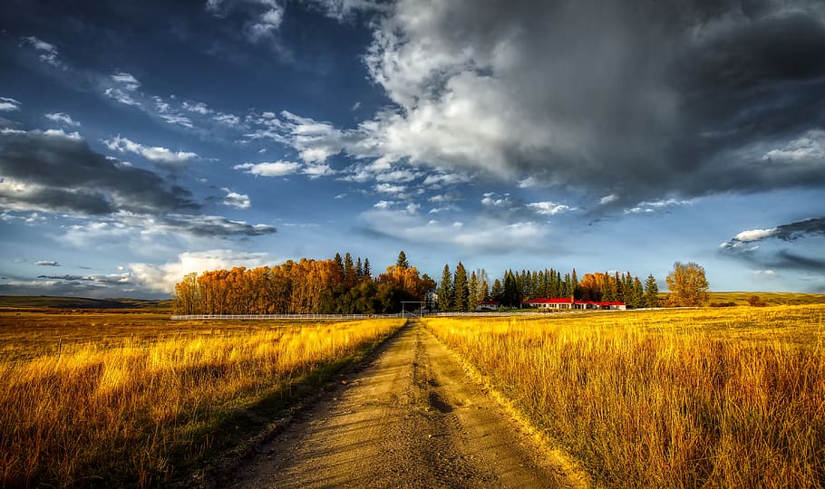 colorado, ranch, fall, autumn, sky, clouds, mood, panorama, HD wallpaper