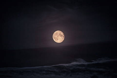 photography of moon at night time, full moon, landscape, space HD wallpaper