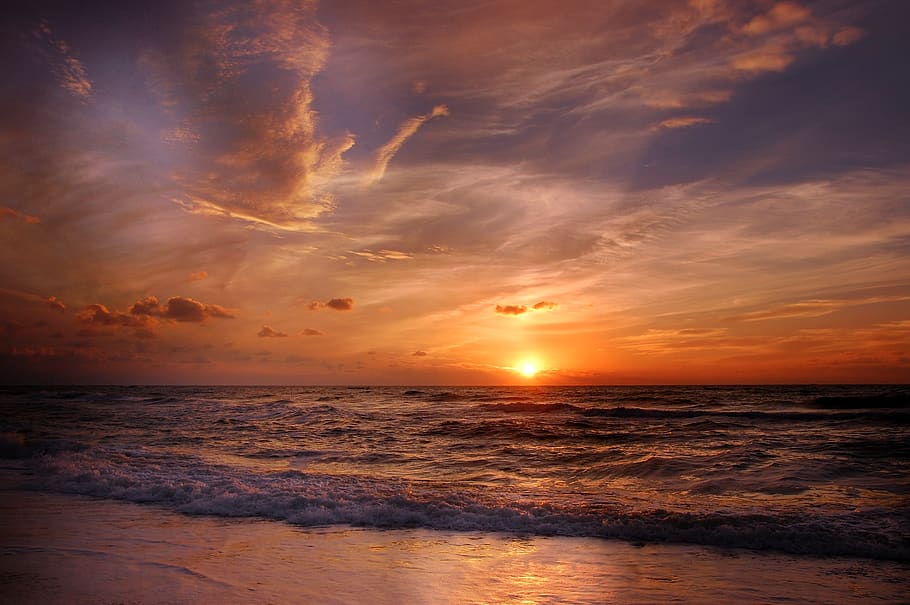 sun, beach, summer, ocean, sea, water, sand, vacations, sunset HD wallpaper