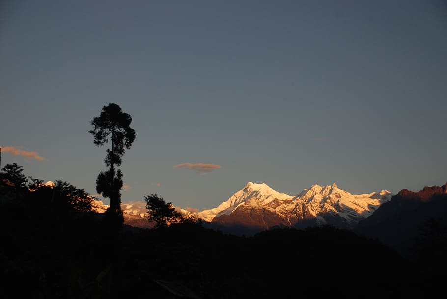 mt, kanchenjunga, view from lingthem, sikkim himalaya, mountain, HD wallpaper