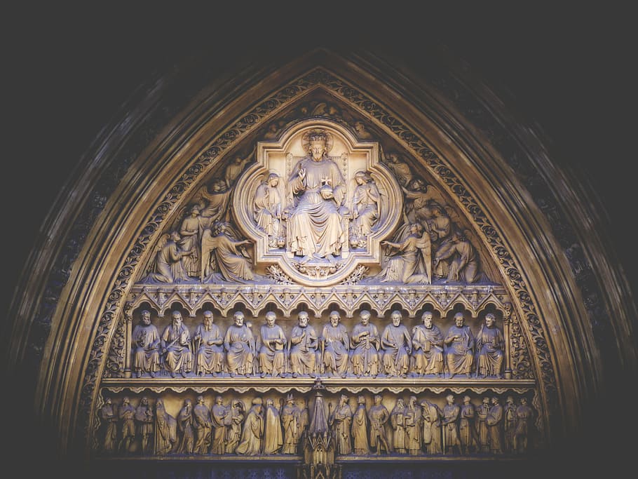 Religious Embossed Wall, abbey, ancient, arch, architecture, art HD wallpaper