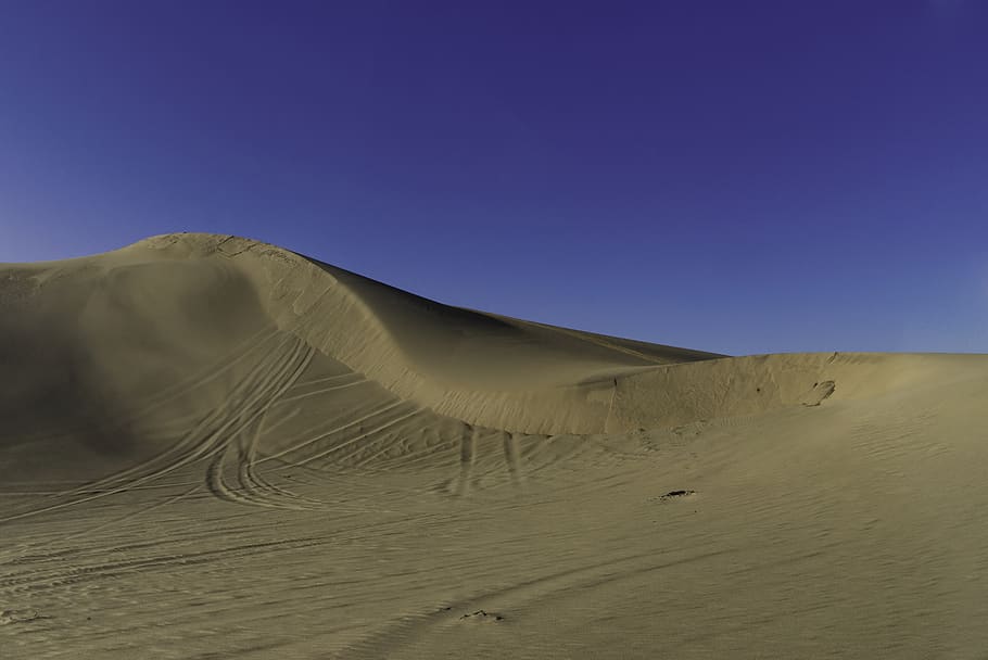 brown sand under blue sky, soil, nature, outdoors, dune, desert HD wallpaper