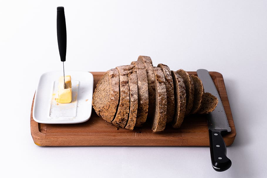 sliced bread and butter, food, food and drink, indoors, studio shot HD wallpaper