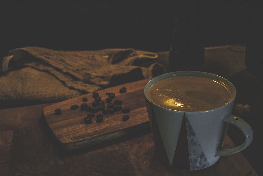 coffee, beans, shop, cutting board, cloth, fabric, wood, food and drink HD wallpaper