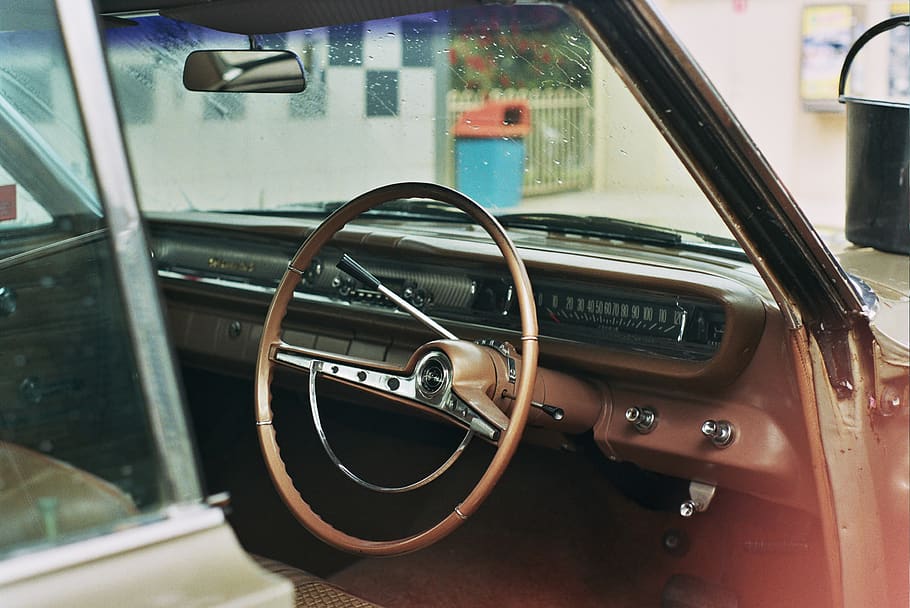 gray vehicle interior, car, automobile, transportation, steering wheel, HD wallpaper