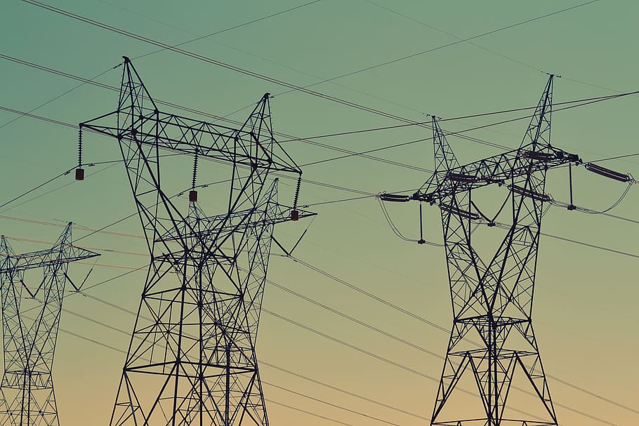 power lines, sky, electricity, cable, fuel and power generation HD wallpaper