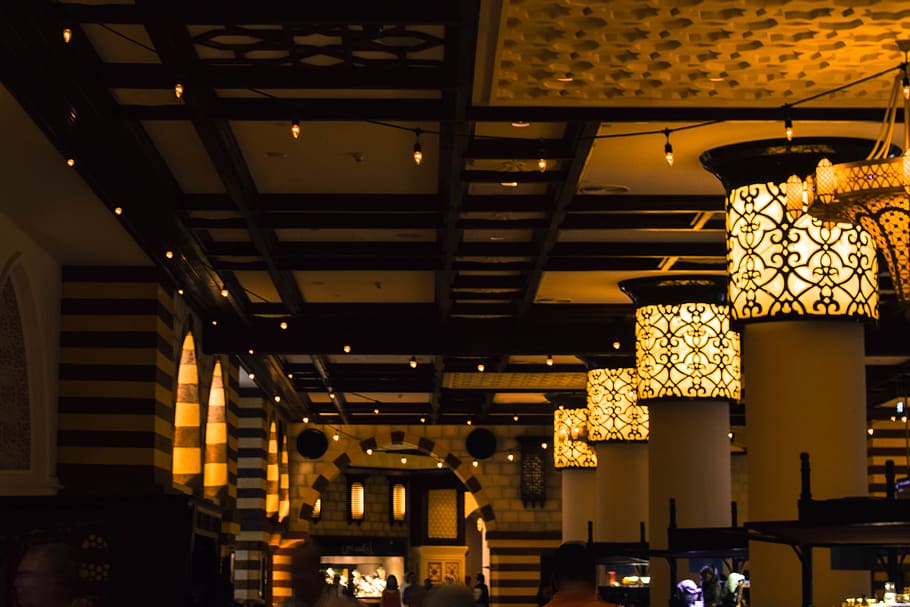 united arab emirates, dubai, the dubai mall, illuminated, lighting equipment