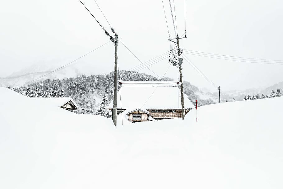 snow covered ground, japan, 1283 gamaike, itoigawa-shi, nature HD wallpaper