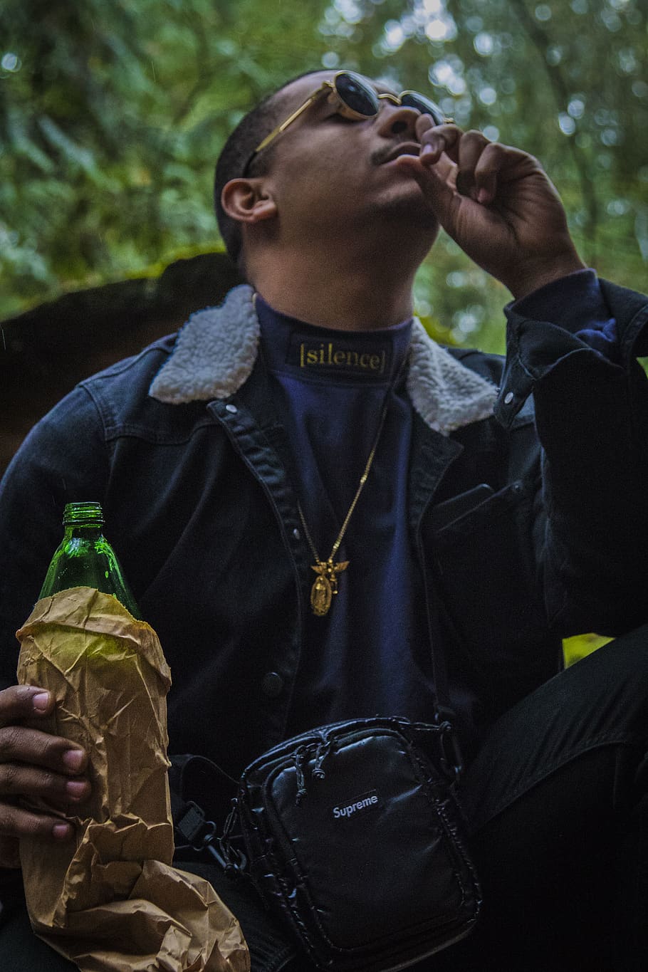 trees, forest, silence, supreme, streetwear, 40oz, mickeys HD wallpaper