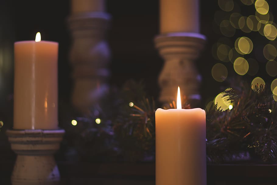 christmas, candles, advent, lights, decoration, fire, burning, HD wallpaper