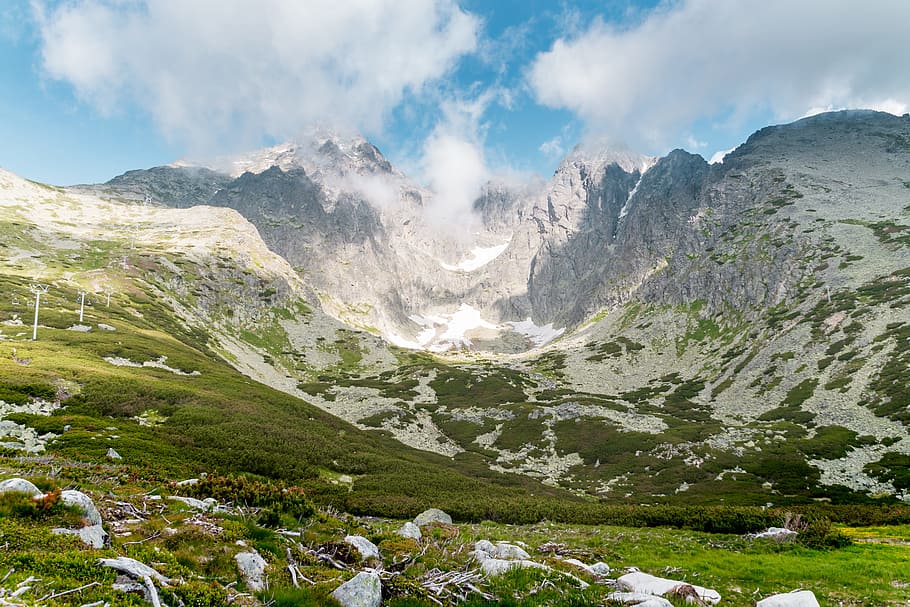 Summer mountains with blue sky and clouds, scenics - nature, environment HD wallpaper