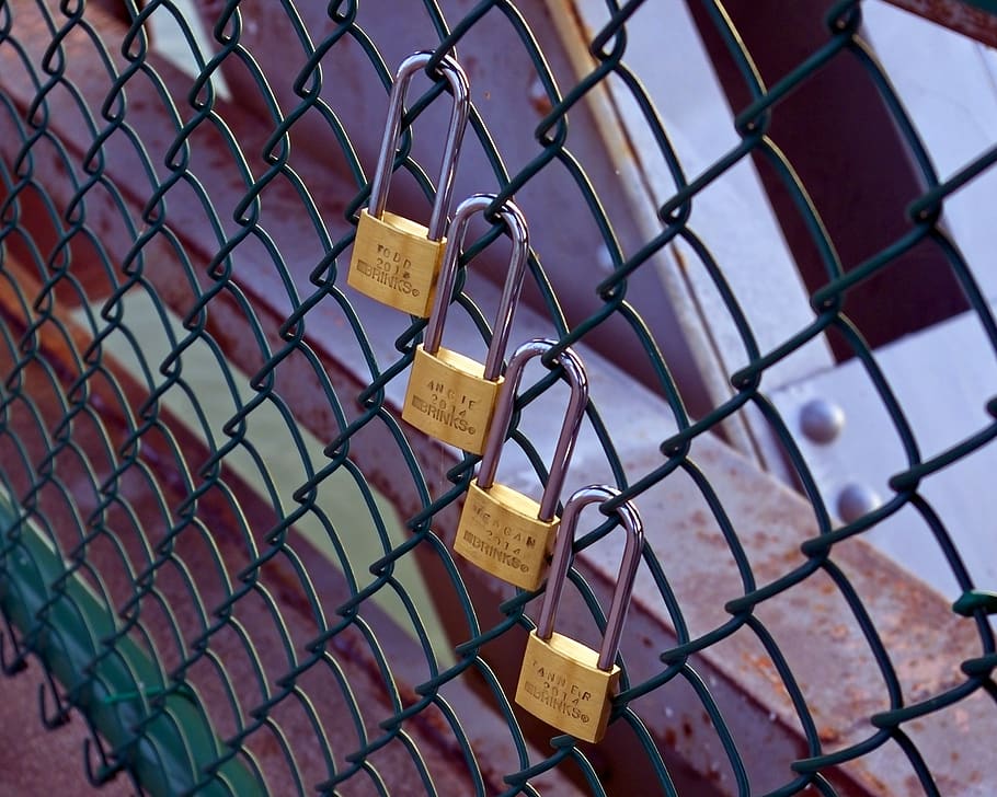 four love locks, padlock, heart, friendship, symbol, romantic, HD wallpaper