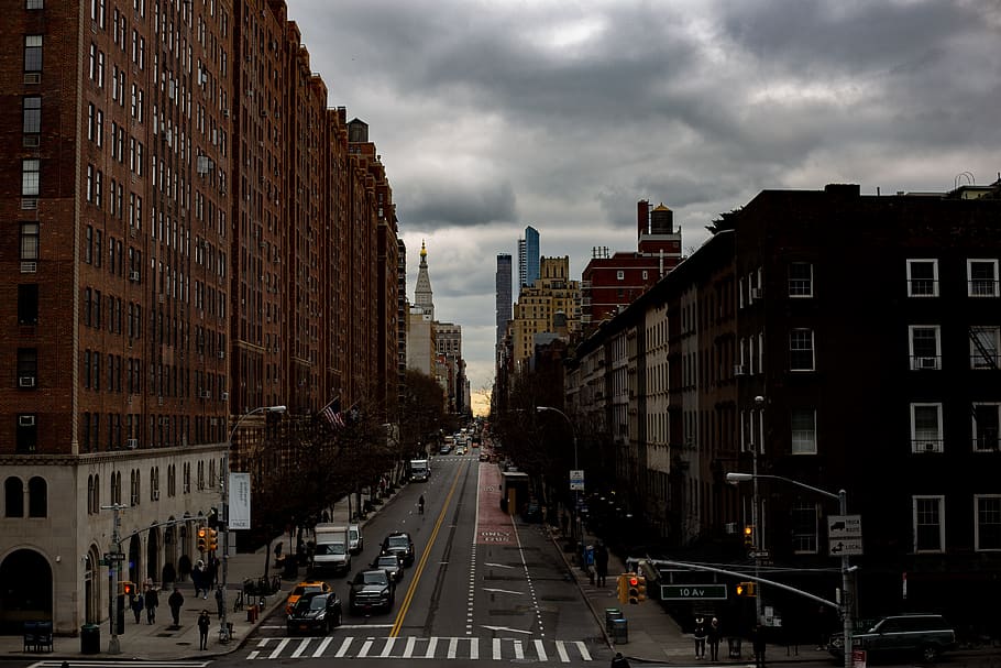 city underneath cumulus clouds, building exterior, architecture HD wallpaper