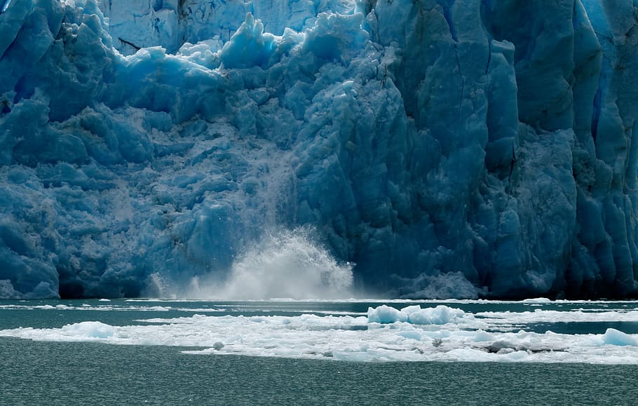 whit eiceberg, nature, splash, lake, blue, water, cold, melting HD wallpaper