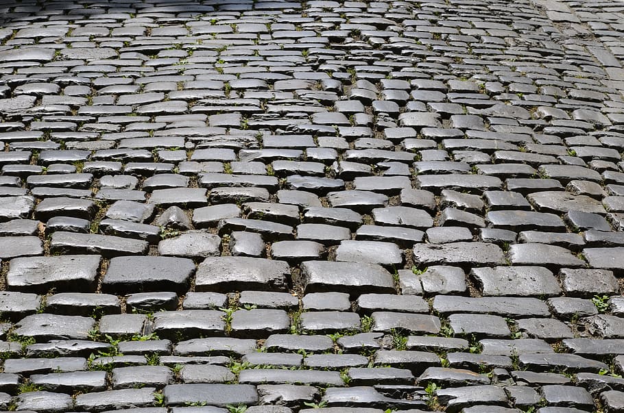 cobblestones, road, paving stones, patch, texture, alley, pavement, HD wallpaper
