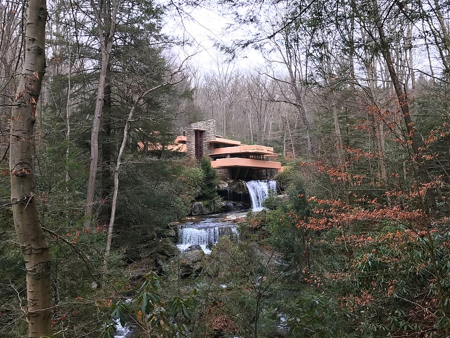 united states, mill run, forest, architecture, house, river