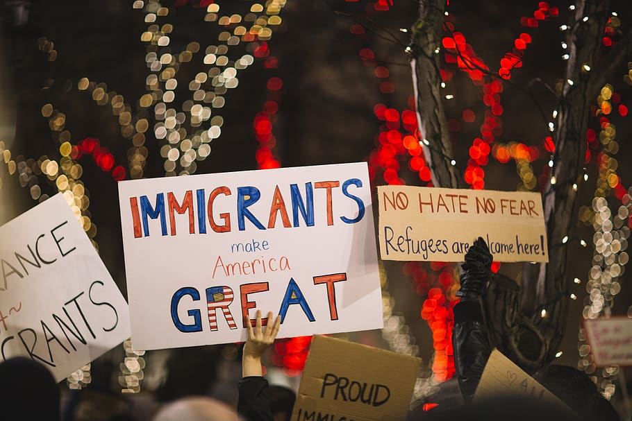 signage on night, text, western script, communication, protest HD wallpaper