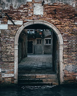 brown brick arch, path, walkway, pavement, sidewalk, cobblestone HD wallpaper