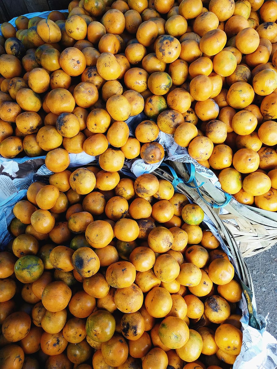 indonesia, pekanbaru, repitition, pattern, bag of, pile, oranges HD wallpaper