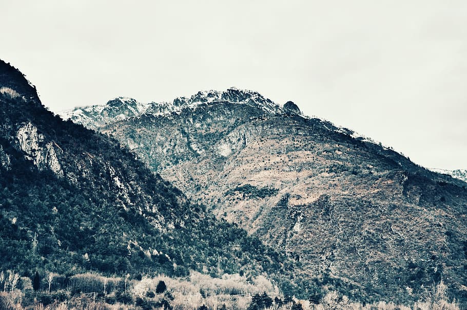 Green and White Mountain Photo at Daytime, clouds, daylight, environment HD wallpaper