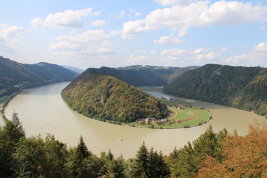 Wallpaper trees, rock, river, castle, home, Germany, Germany,  Baden-Württemberg for mobile and desktop, section пейзажи, resolution  2036x1143 - download