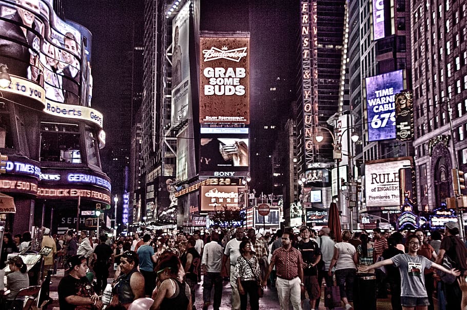 Photo of People Walking in the Streets of New York City, billboard, HD wallpaper