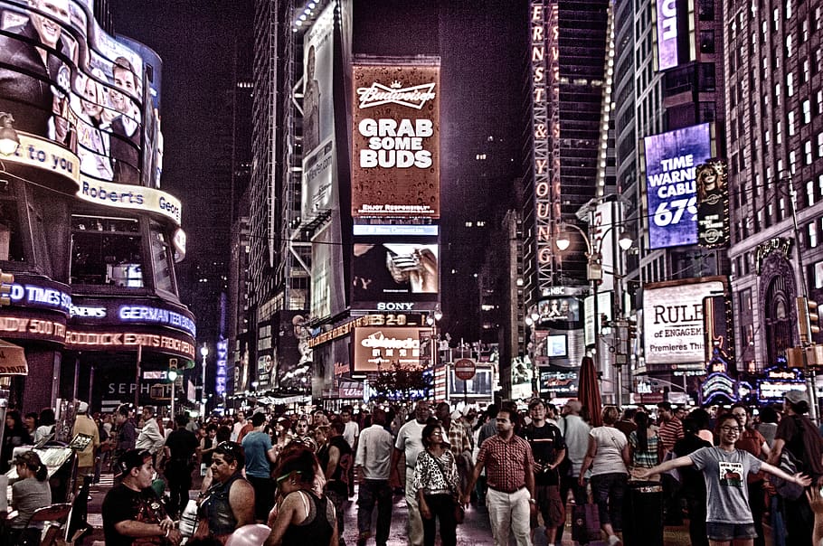 Photo of People Walking in the Streets of New York City, billboard HD wallpaper