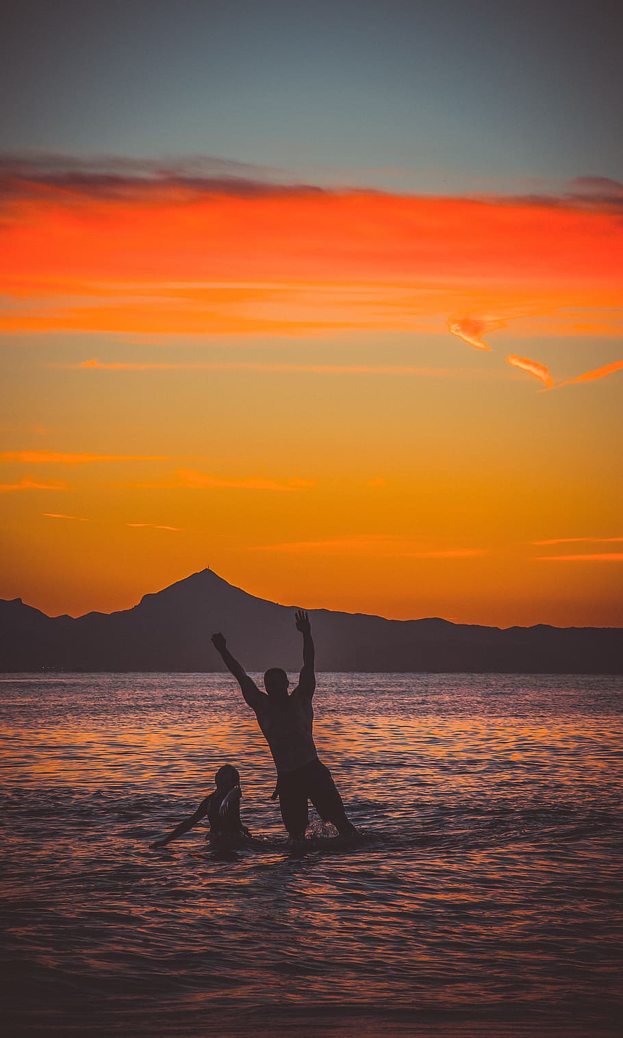 human, person, sunset, sunlight, outdoors, nature, red sky HD wallpaper